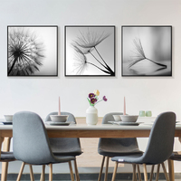 Wall Art 60cmx60cm Botanical dandelions 3 Sets Black Frame Canvas thumbnail