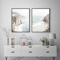 Wall Art 50cmx70cm Mountain Beach 2 Sets Black Frame Canvas thumbnail