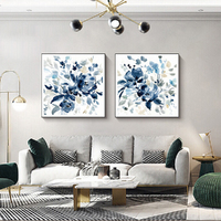 Wall Art 60cmx60cm Indigo Garden By Carol Robinson 2 Sets Black Frame Canvas thumbnail