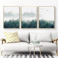 Wall Art 60cmx90cm Mystical Forest  3 Sets Gold Frame Canvas thumbnail
