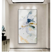 Wall Art 50cmx100cm Abstract Watercolour Style Black Frame Canvas thumbnail