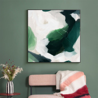 Wall Art 50cmx50cm French Abstract Green Black Frame Canvas thumbnail