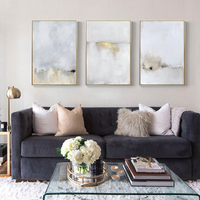 Wall Art 50cmx70cm Abstract golden white 3 Sets Gold Frame Canvas thumbnail