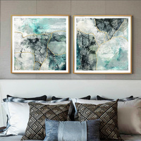 Wall Art 50cmx50cm Marbled Green 2 Sets Gold Frame Canvas thumbnail