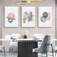 Wall Art 40cmx60cm Blush Pink Watercolor 3 Sets Gold Frame Canvas thumbnail