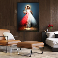 Wall Art 50cmx70cm Jesus Divine Mercy I Trust In You Black Frame Canvas thumbnail