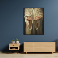 Wall Art 70cmx100cm Jesus Nail Hand Black Frame Canvas thumbnail