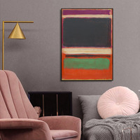 Wall Art 50cmx70cm Black Orange Green By Mark Rothko Black Frame Canvas thumbnail
