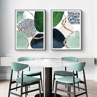 Wall Art 80cmx120cm Abstract Green and Navy 2 Sets Black Frame Canvas thumbnail