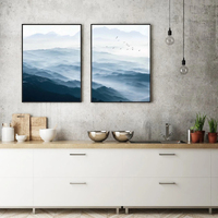 Wall Art 100cmx150cm Blue mountains 2 Sets Black Frame Canvas thumbnail