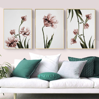 Wall Art 70cmx100cm Tulip Flower 3 Sets Gold Frame Canvas thumbnail