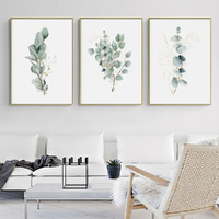 Wall Art 40cmx60cm Eucalyptus Plant 3 Sets Gold Frame Canvas thumbnail