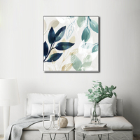 Wall Art 70cmx70cm Watercolour style leaves 2 Sets White Frame Canvas thumbnail
