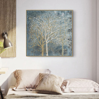Wall Art 90cmx90cm Forest In The Twilight Trees Gold Frame Canvas thumbnail