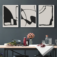 Wall Art 60cmx90cm Black Beige 3 Sets Black Frame Canvas thumbnail
