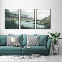 Wall Art 60cmx90cm Landscape 3 Sets Black Frame Canvas thumbnail