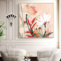 Wall Art 60cmx60cm Native Floral Gold Frame Canvas thumbnail