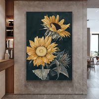 Wall Art 50cmx70cm Sunflowers Black Frame Canvas thumbnail