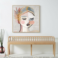 Wall Art 40cmx40cm Calm Girl Gold Frame Canvas thumbnail