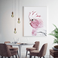 Wall Art 70cmx100cm Pink Galah White Frame Canvas thumbnail