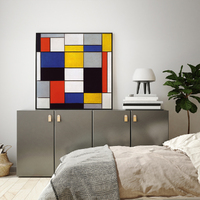 Wall Art 80cmx80cm Large Composition A By Piet Mondrian Black Frame Canvas thumbnail