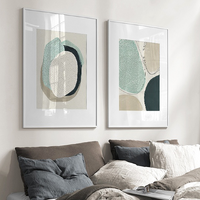Wall Art 60cmx90cm Abstract Green Circle 2 Sets White Frame Canvas thumbnail