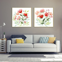Wall Art 100cmx100cm Florals 2 Sets Gold Frame Canvas thumbnail
