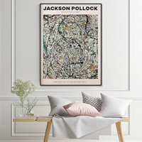 Wall Art 100cmx150cm Jackson Pollock Exhibition III Black Frame Canvas thumbnail