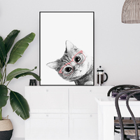 Wall Art 50cmx70cm Cat With Glasses Black Frame Canvas thumbnail
