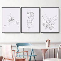Wall Art 50cmx70cm Couples 3 Sets Black Frame Canvas thumbnail