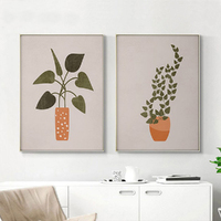 Wall Art 70cmx100cm Boho Botanical Art 2 Sets Gold Frame Canvas thumbnail