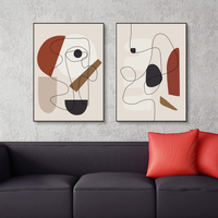 Wall Art 50cmx70cm Abstract Line Art By Picasso 3 Sets Black Frame Canvas thumbnail