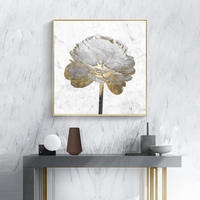 Wall Art 60cmx60cm Gold And White Blossom On White 2 Sets Gold Frame Canvas thumbnail
