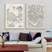Wall Art 50cmx70cm Line Art Mountain 2 Sets Gold Frame Canvas thumbnail