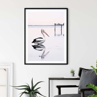 Wall Art 90cmx135cm Pelican Black Frame Canvas thumbnail