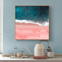 Wall Art 100cmx100cm Pink Sea Wood Frame Canvas thumbnail
