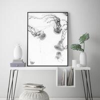 Wall Art 50cmx70cm Jellyfish Black Frame Canvas thumbnail