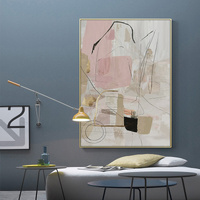 Wall Art 50cmx70cm Abstract Pink Gold Frame Canvas thumbnail