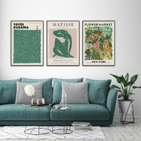 Wall Art 50cmx70cm Flower Market, Matisse Print, Yayoi Kusama 3 Sets Black Frame Canvas thumbnail