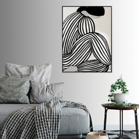 Wall Art 50cmx70cm Mid Century Figure Black Frame Canvas thumbnail