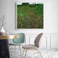 Wall Art 60cmx60cm Field of Poppies by Gustav Klimt White Frame Canvas thumbnail