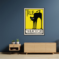 Wall Art 70cmx100cm Black Cat Black Frame Canvas thumbnail