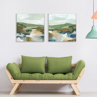 Wall Art 100cmx100cm Abstract Landscape 2 Sets White Frame Canvas thumbnail
