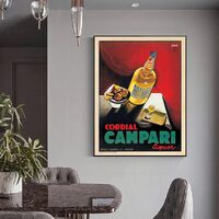 Wall Art 50cmx70cm Cordial Campari Liquor Black Frame Canvas thumbnail