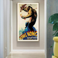 Wall Art 50cmx100cm King Kong 1933 Gold Frame Canvas thumbnail
