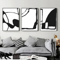 Wall Art 50cmx70cm Black and White 3 Sets Black Frame Canvas thumbnail