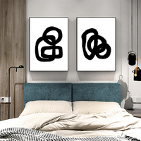 Wall Art 50cmx70cm Black and White 2 Sets Black Frame Canvas thumbnail
