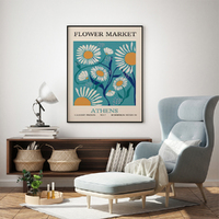 Wall Art 100cmx150cm Flower Market Athens Black Frame Canvas thumbnail