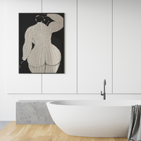 Wall Art 40cmx60cm Mid Century Lady Black Frame Canvas thumbnail