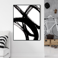 Wall Art 40cmx60cm Minimalist Black Artwork Black Frame Canvas thumbnail